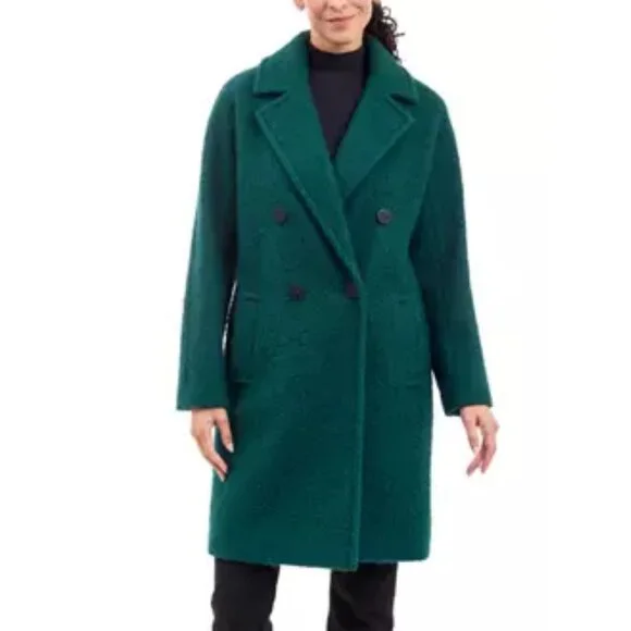 BCBGeneration Women's Double Breasted 4-Button Boucle Peacoat in Emerald Size 1x - Picture 1 of 12